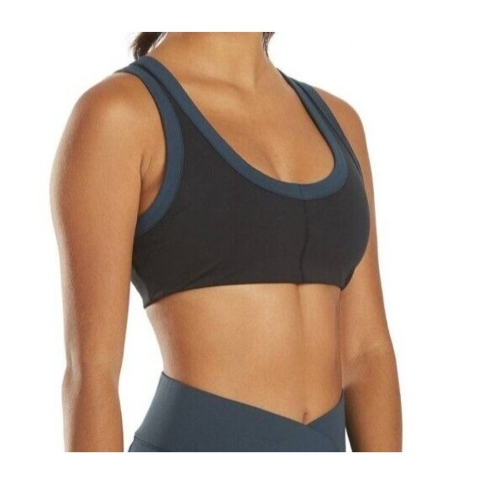 Free People Movement Sports Bra Size XS Black Blue Stretchy Athletic Yoga, New!
